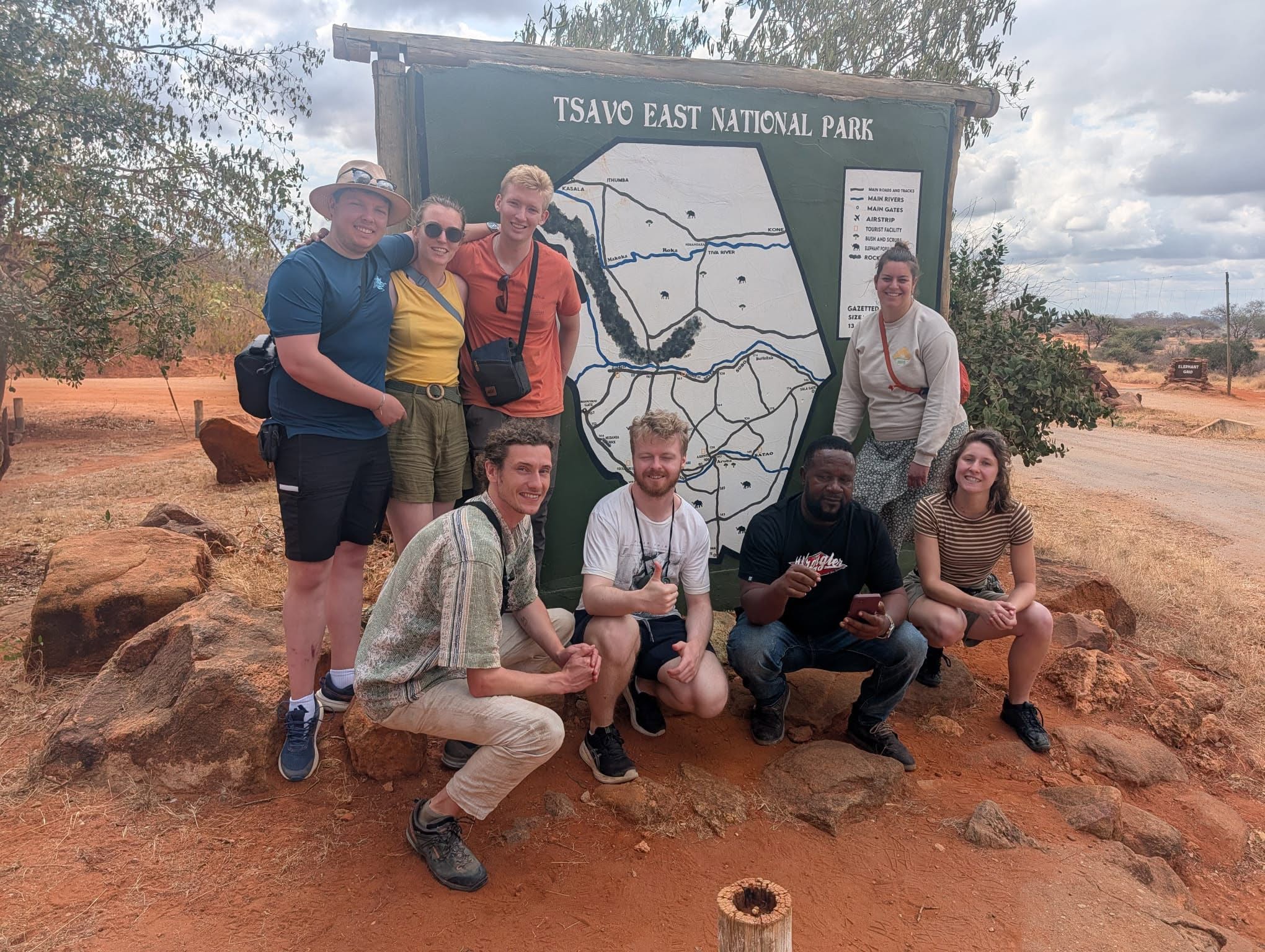 Guests at Tsavo East National Park with Jimmy Holiday Wildlife Adventures