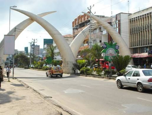 Mombasa elephant tusks on Moi Avenue